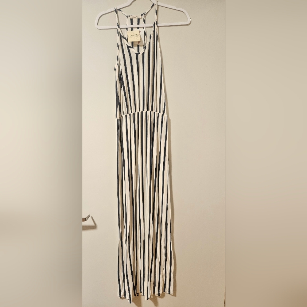 NWT Olivia Rae Women's Junior's Off White Blue Stripe Summer Dress